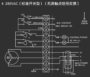 380VAC標(biāo)準(zhǔn)開關(guān)型<a href='http://www.grand-year.com.cn/Product/diefa/diandongdiefa/' target='_blank'>電動<a href='http://www.grand-year.com.cn/Product/diefa/' target='_blank'>蝶閥</a></a>接線圖