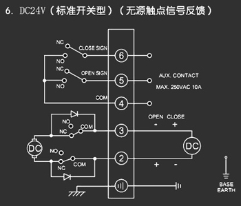 ＤＣ24Ｖ標(biāo)準(zhǔn)開關(guān)型<a href='http://www.grand-year.com.cn/Product/diefa/diandongdiefa/' target='_blank'>電動<a href='http://www.grand-year.com.cn/Product/diefa/' target='_blank'>蝶閥</a></a>接線圖